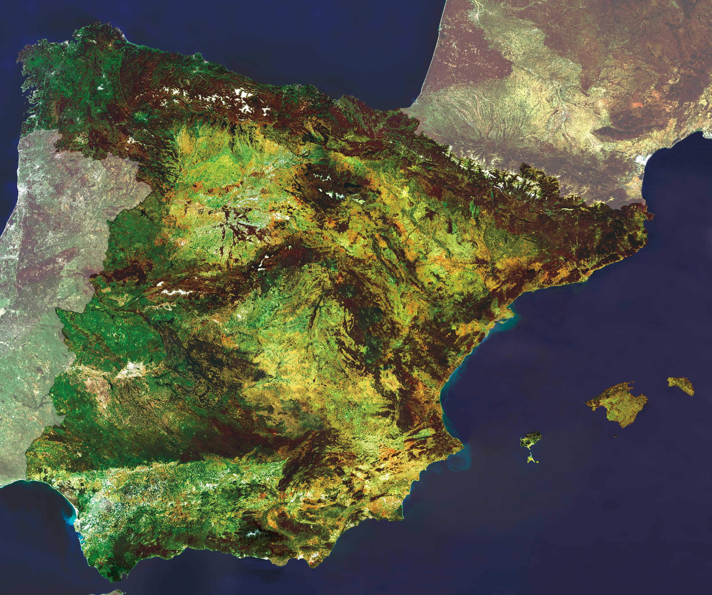 Satellite Image Map of Spain Century