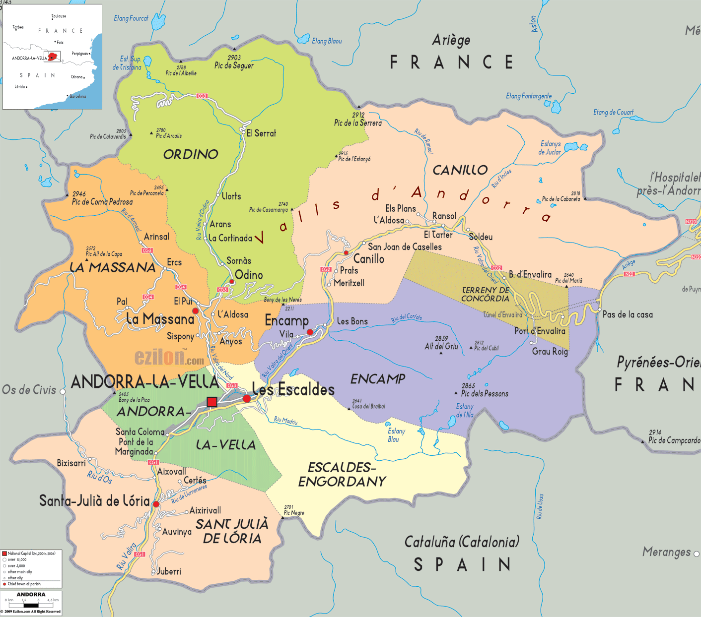 Andorra plotical map