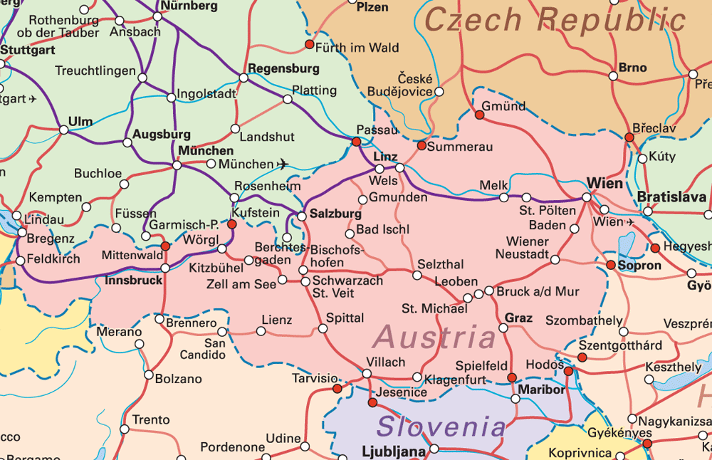 austria cities map
