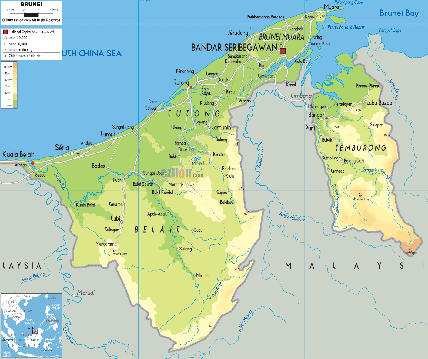 Brunei political map