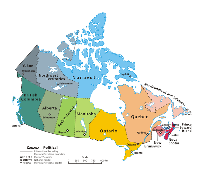 Political map of Canada