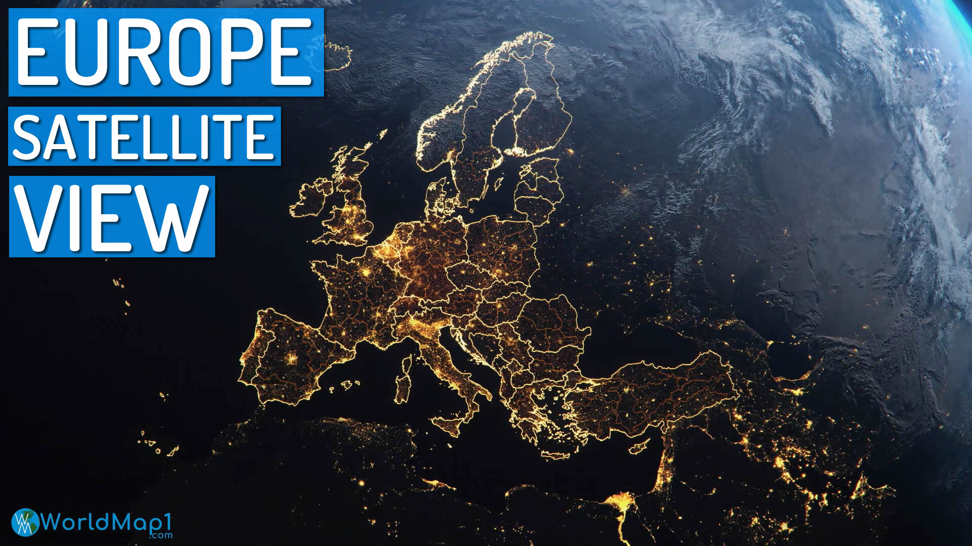Space Countries Map The Earth, Europe and Countries View from Space 1