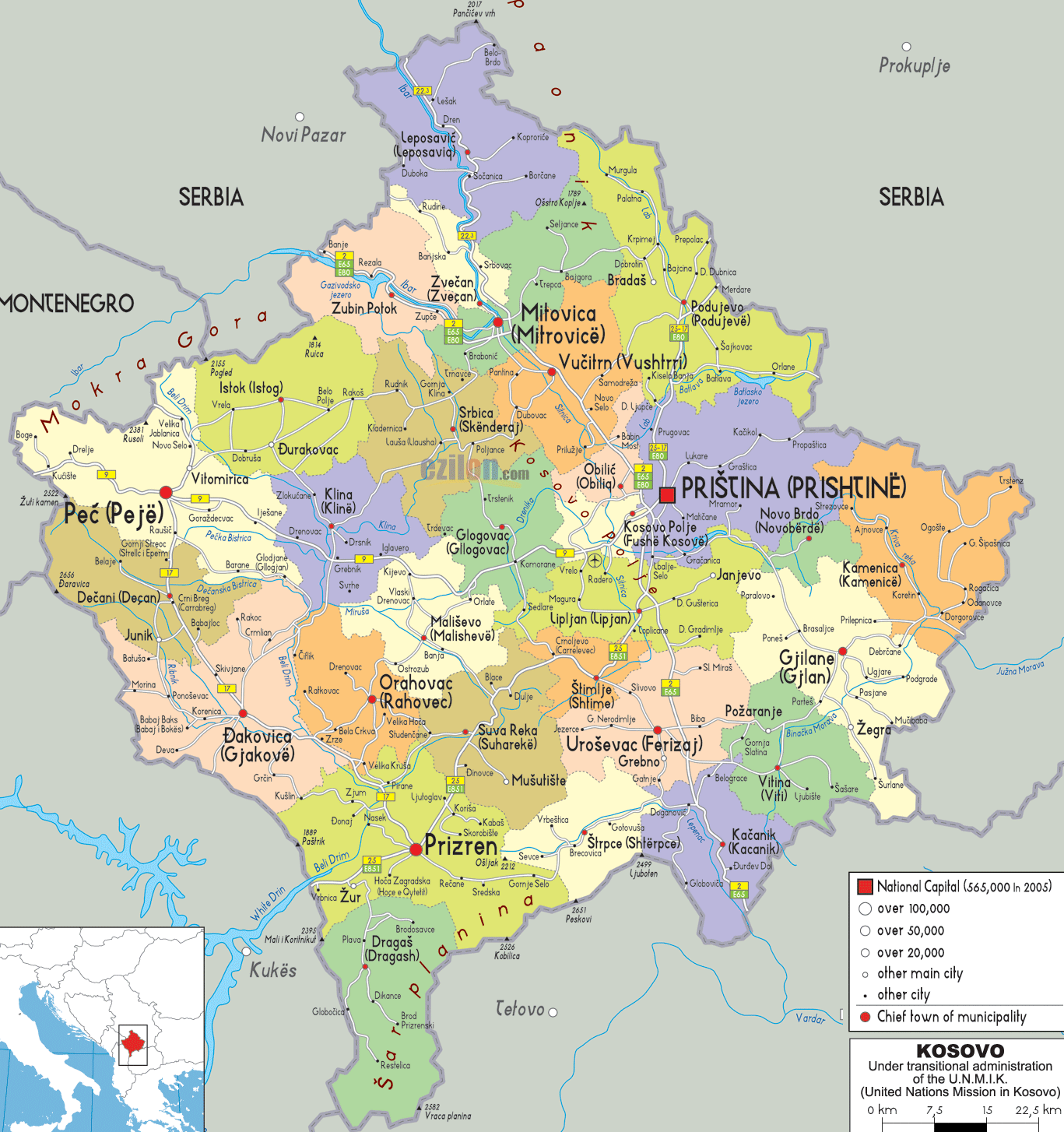 Kosovo political map