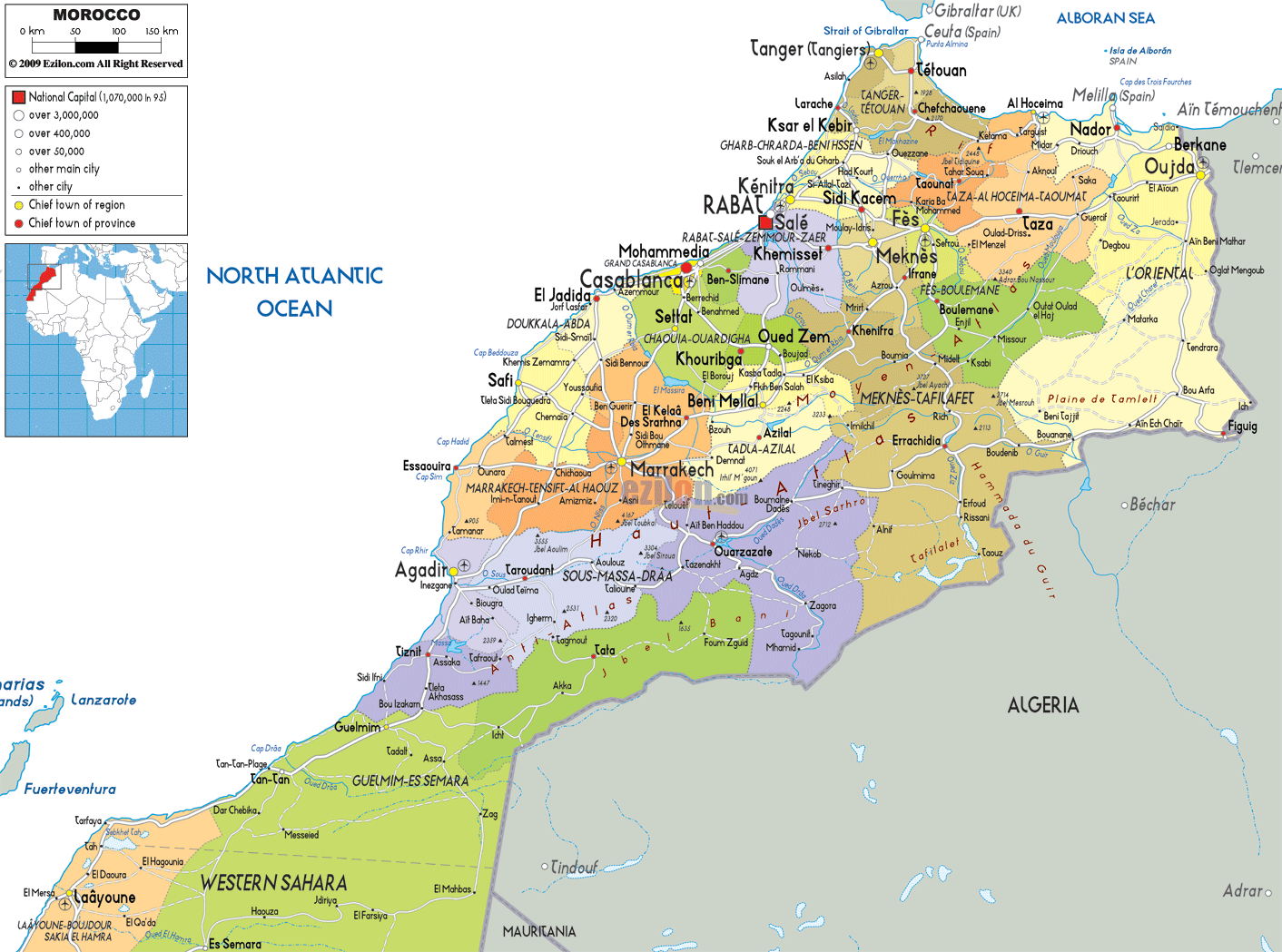 Morocco political map
