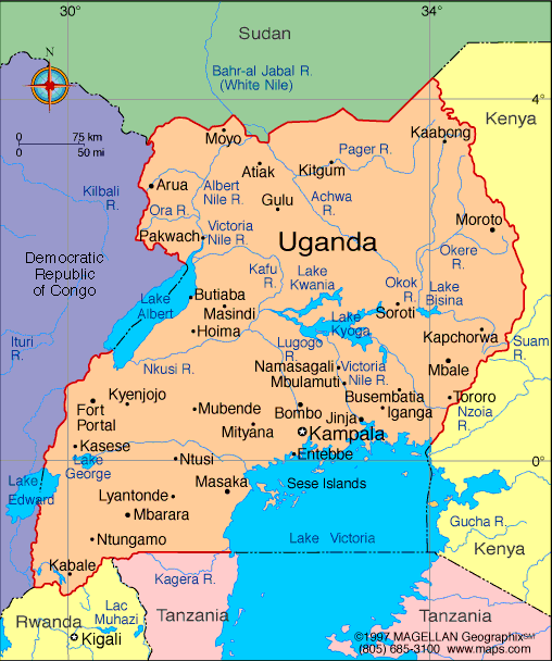 map of uganda