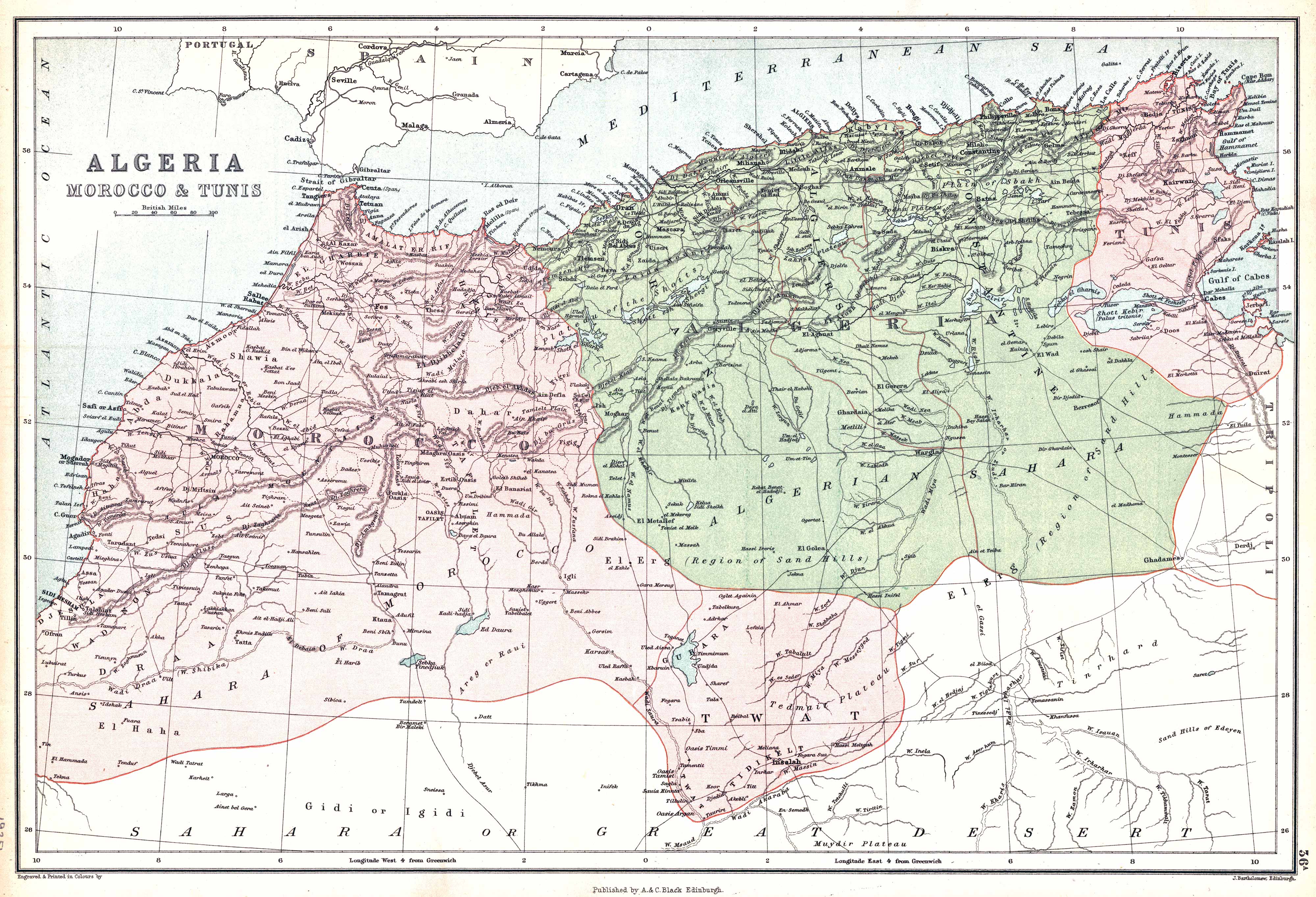 Algeria Historical Map_With Morocco and Tunisia