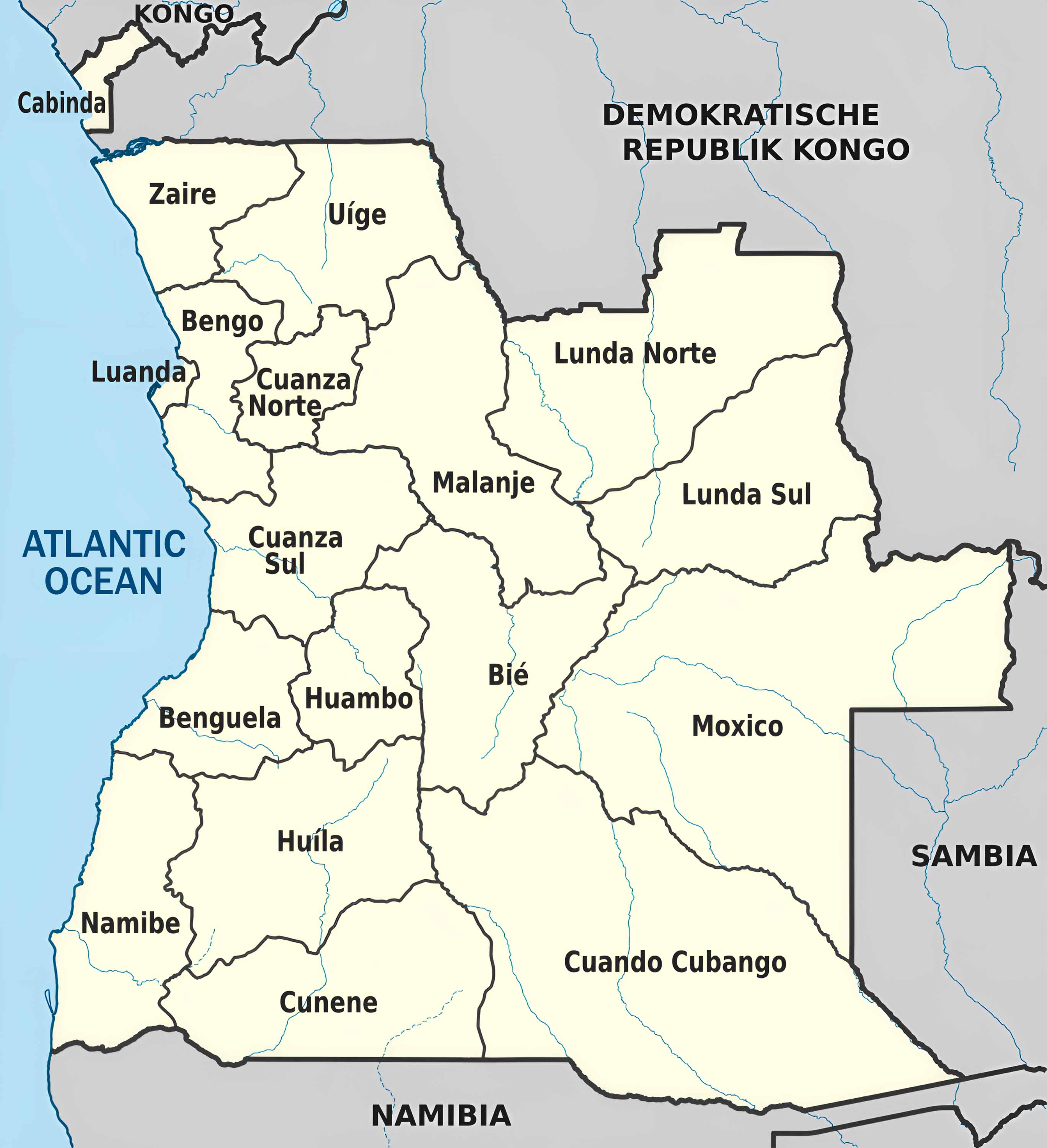 Angola Administrative Divisions Map