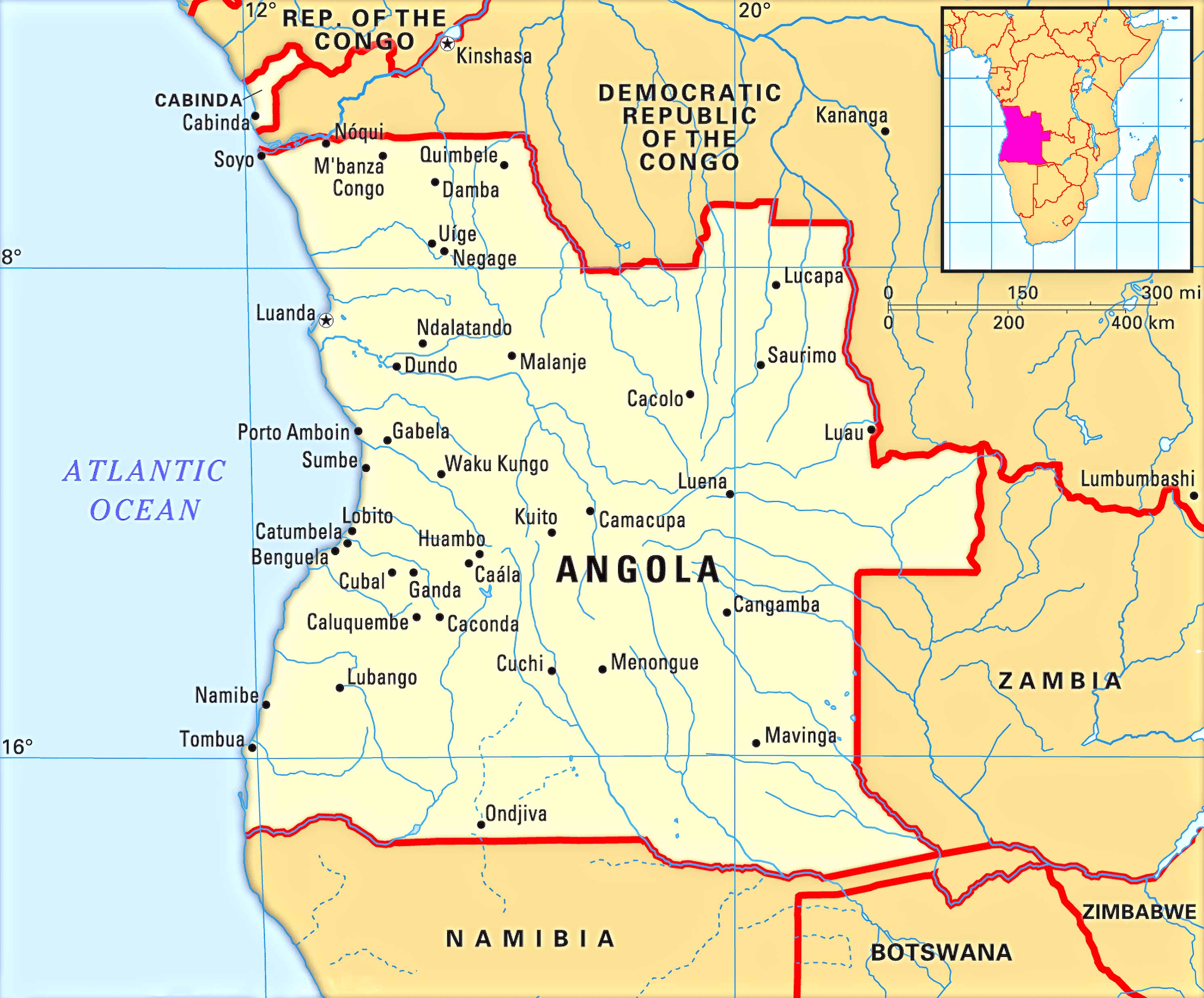 Angola Cities (Urban) Map