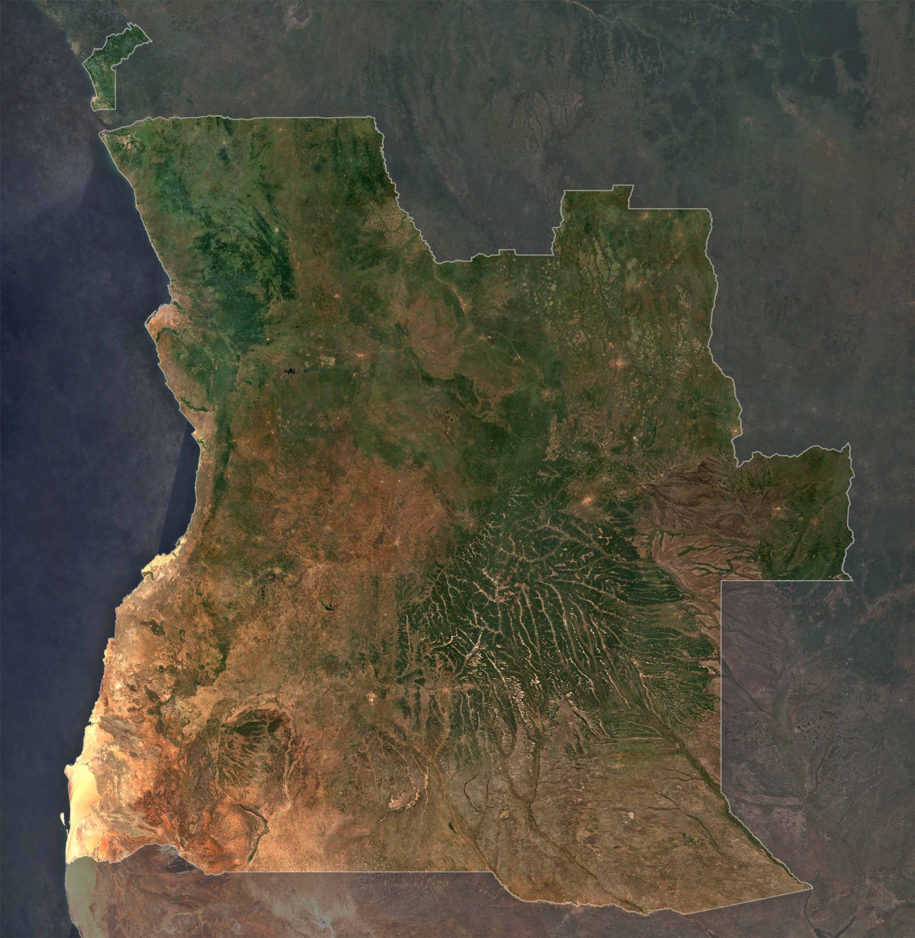 Angola Earth Satellite Map