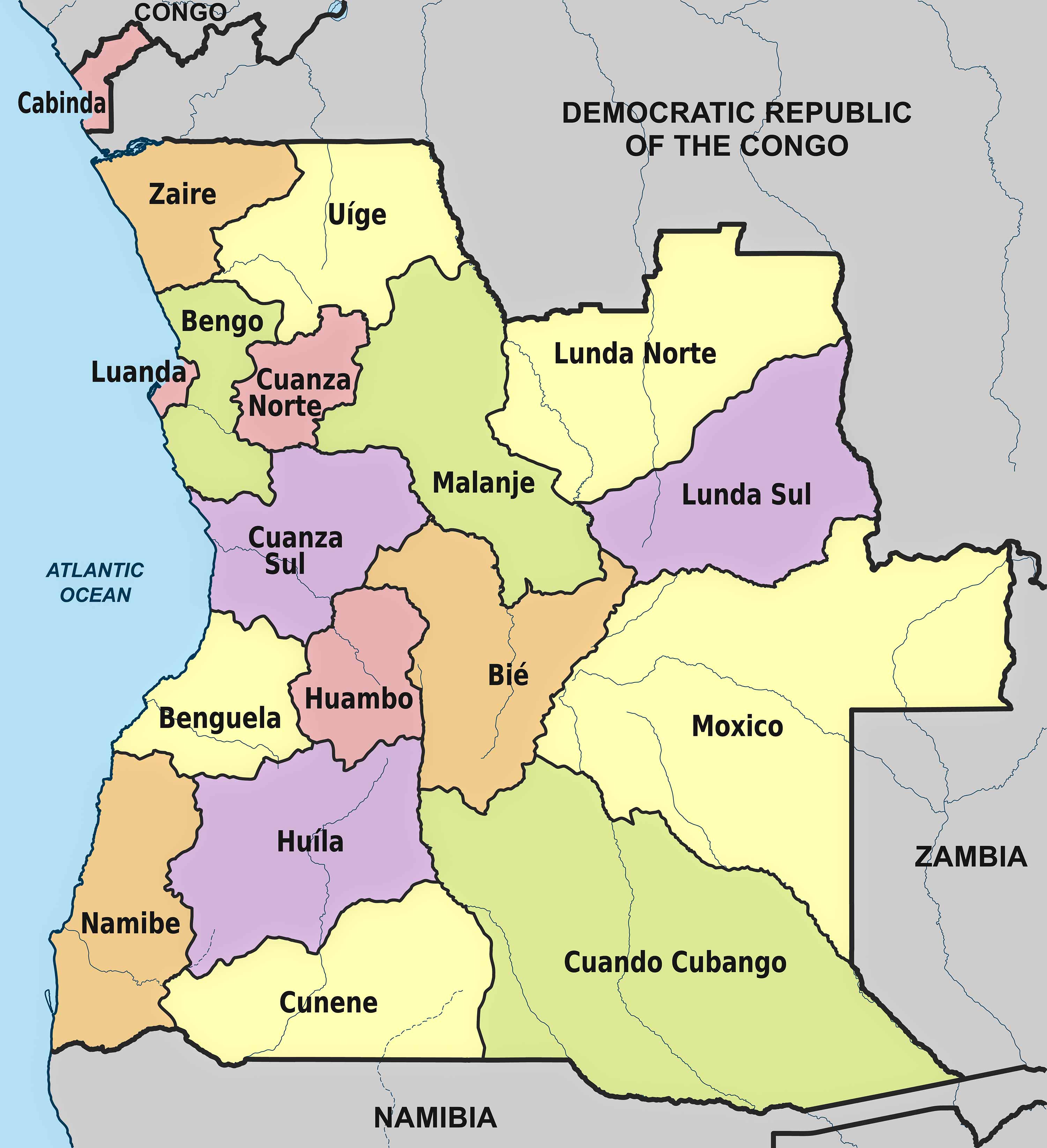 Angola Political Map