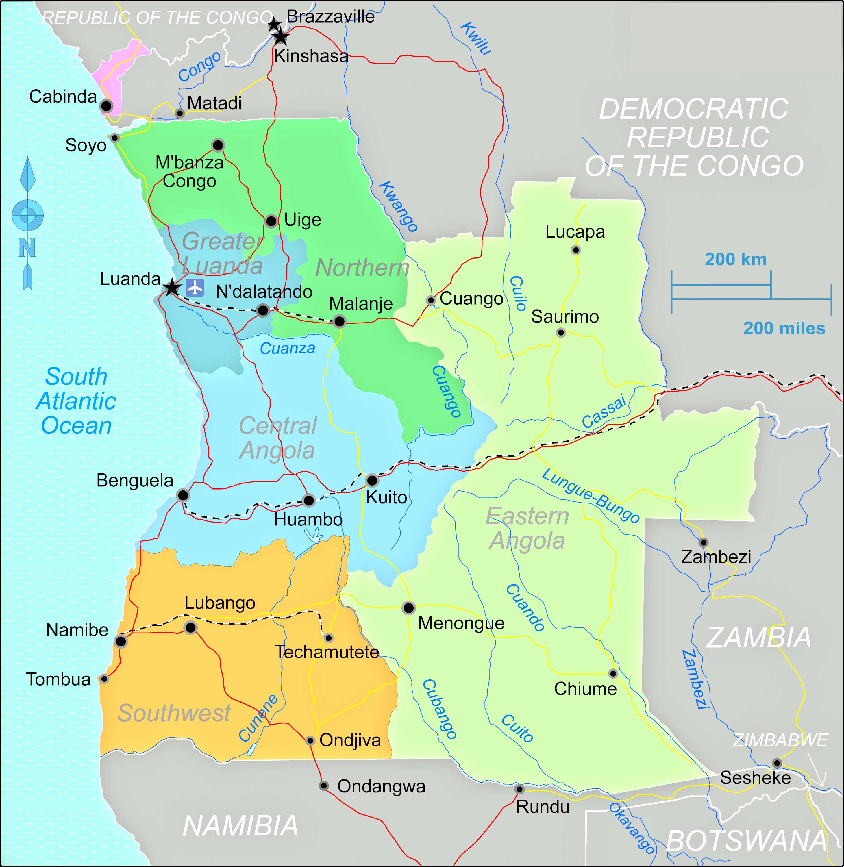 Angola Regions Map