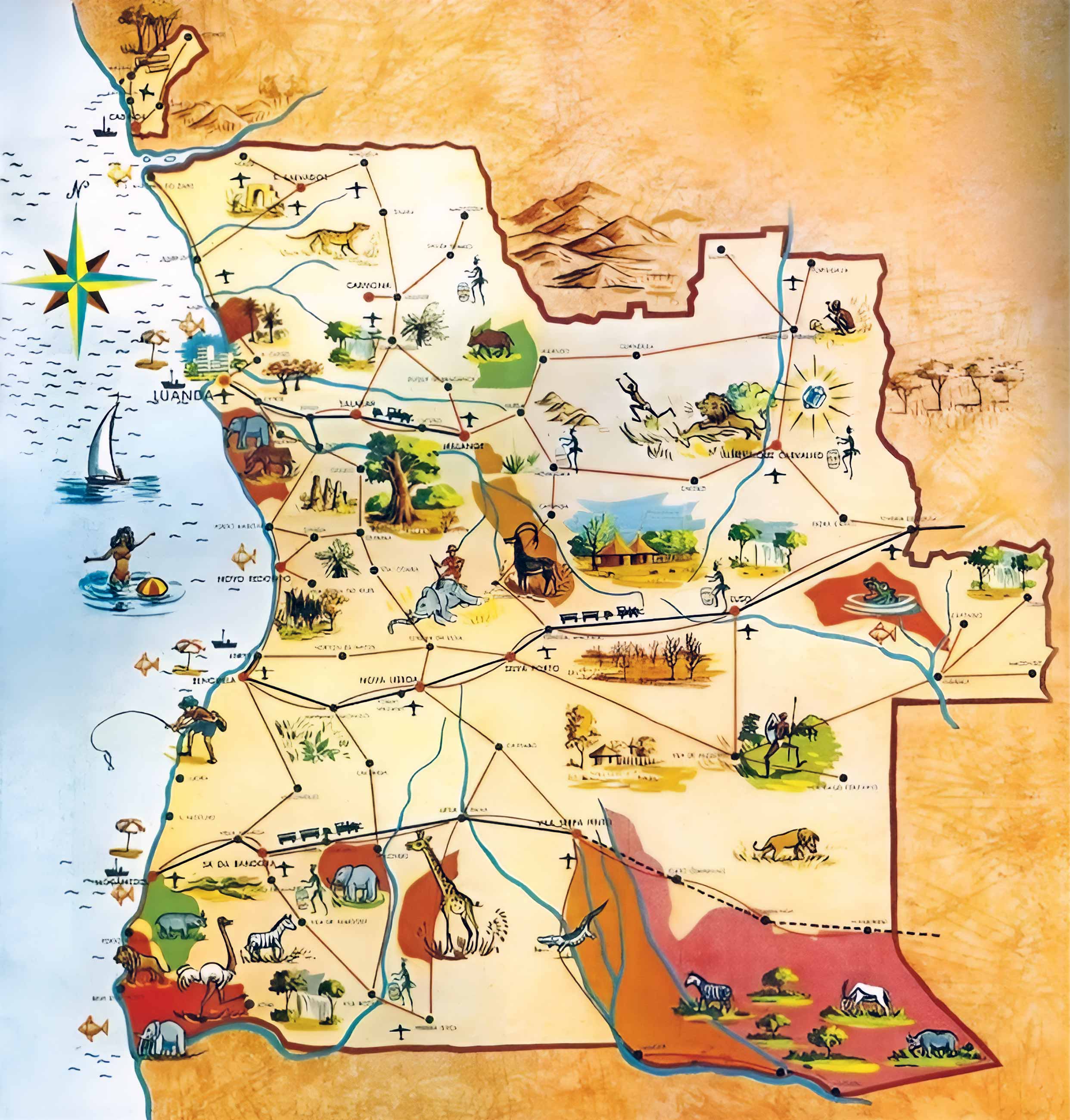 Angola Travel-Tourist Map