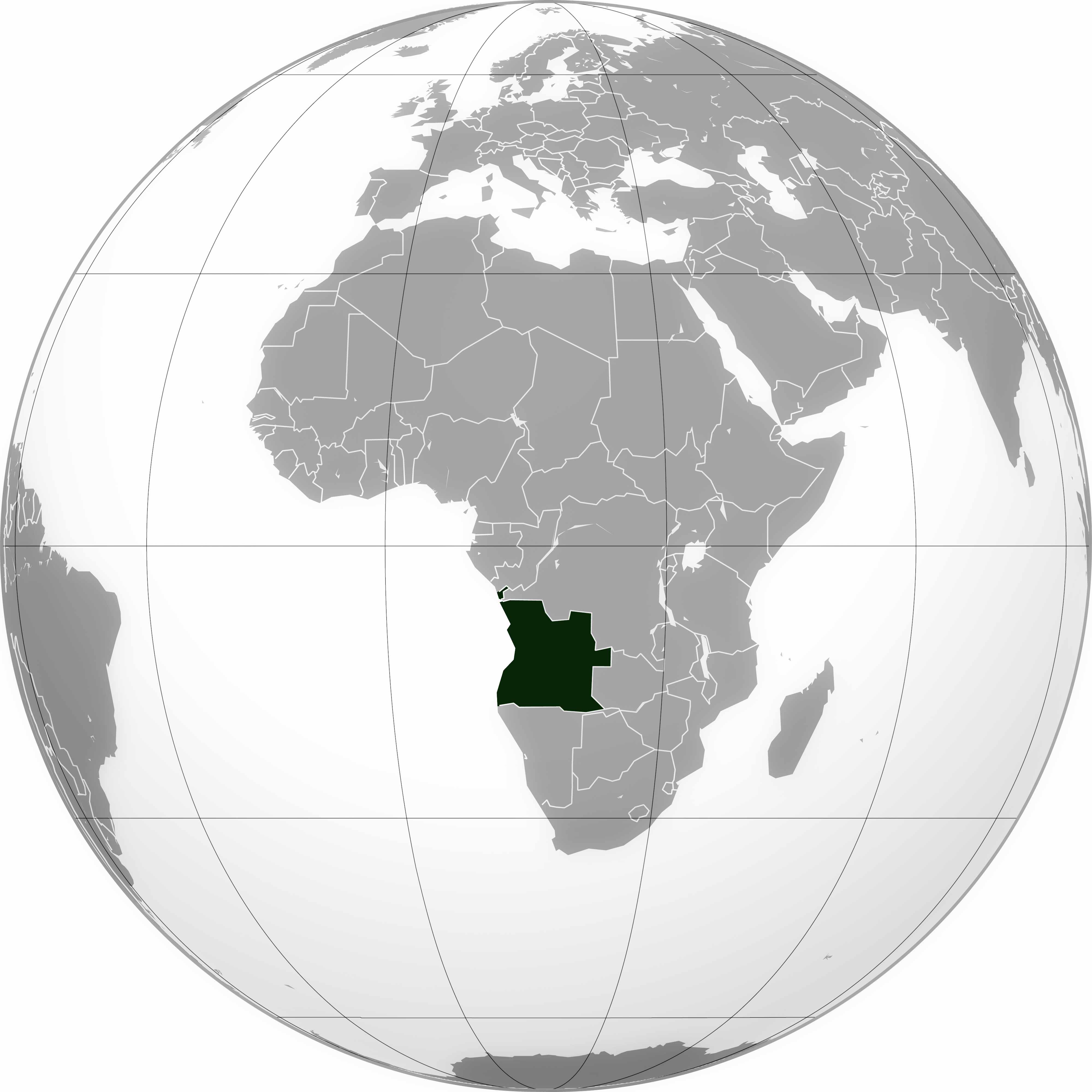 Map of Angola's Location in the World Map