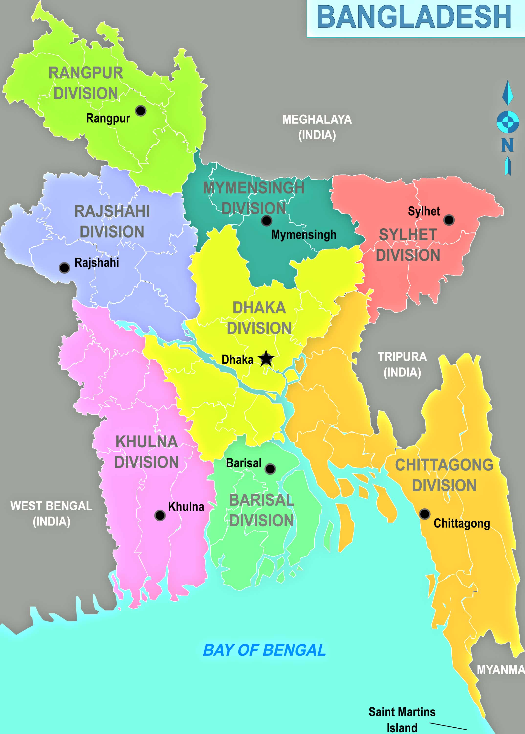 Bangladesh Administrative Divisions Map