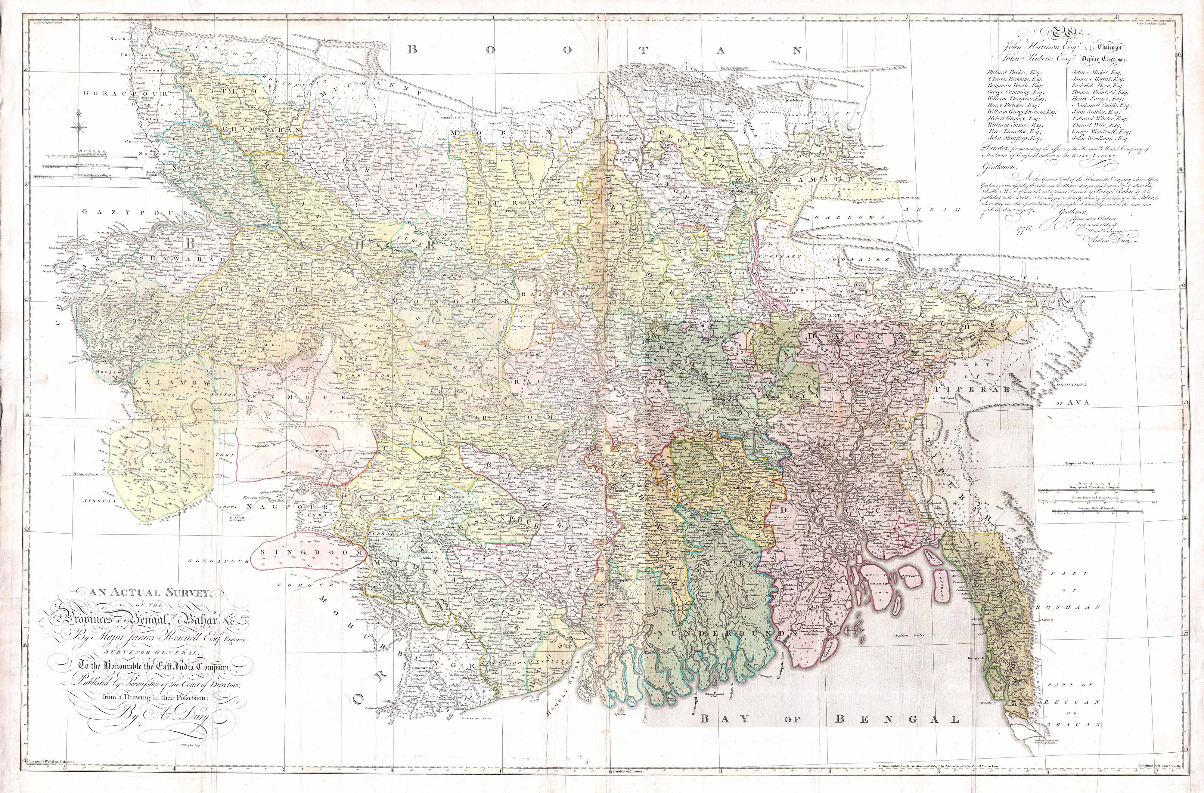 Bangladesh Historical Map (Map of Bihar and Bengal (1776)