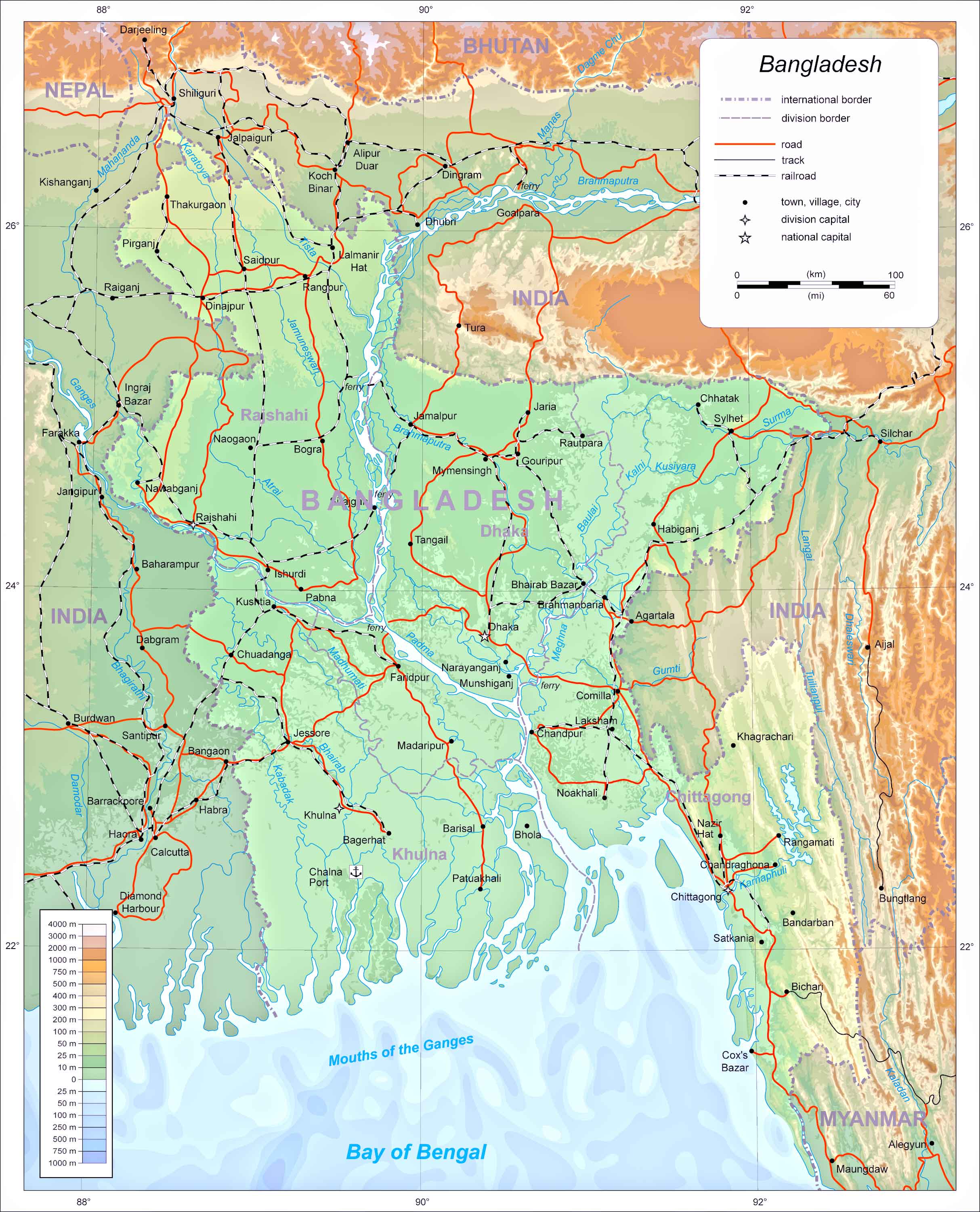 Bangladesh Physical Map
