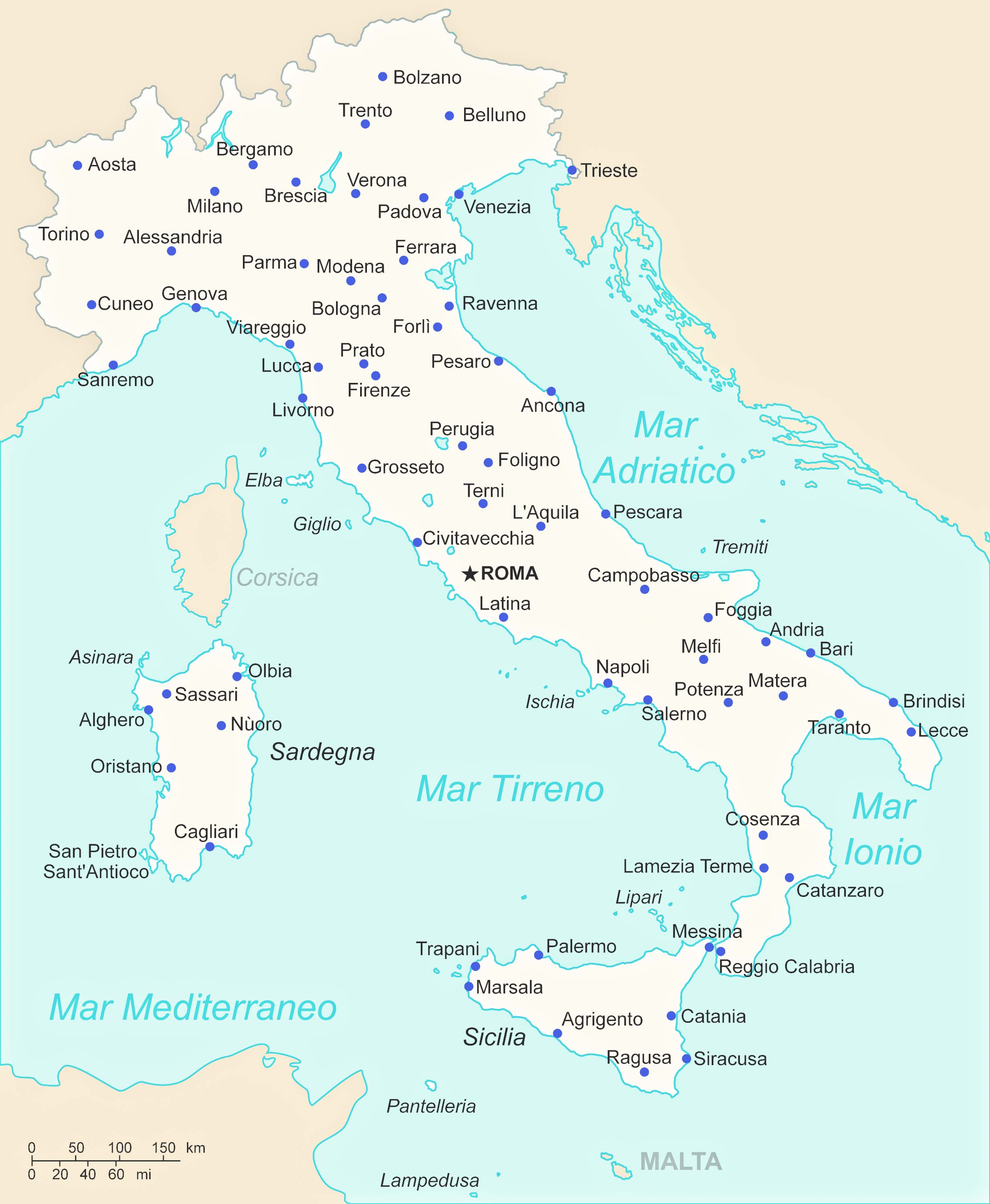 Italy Cities (Urban) Map
