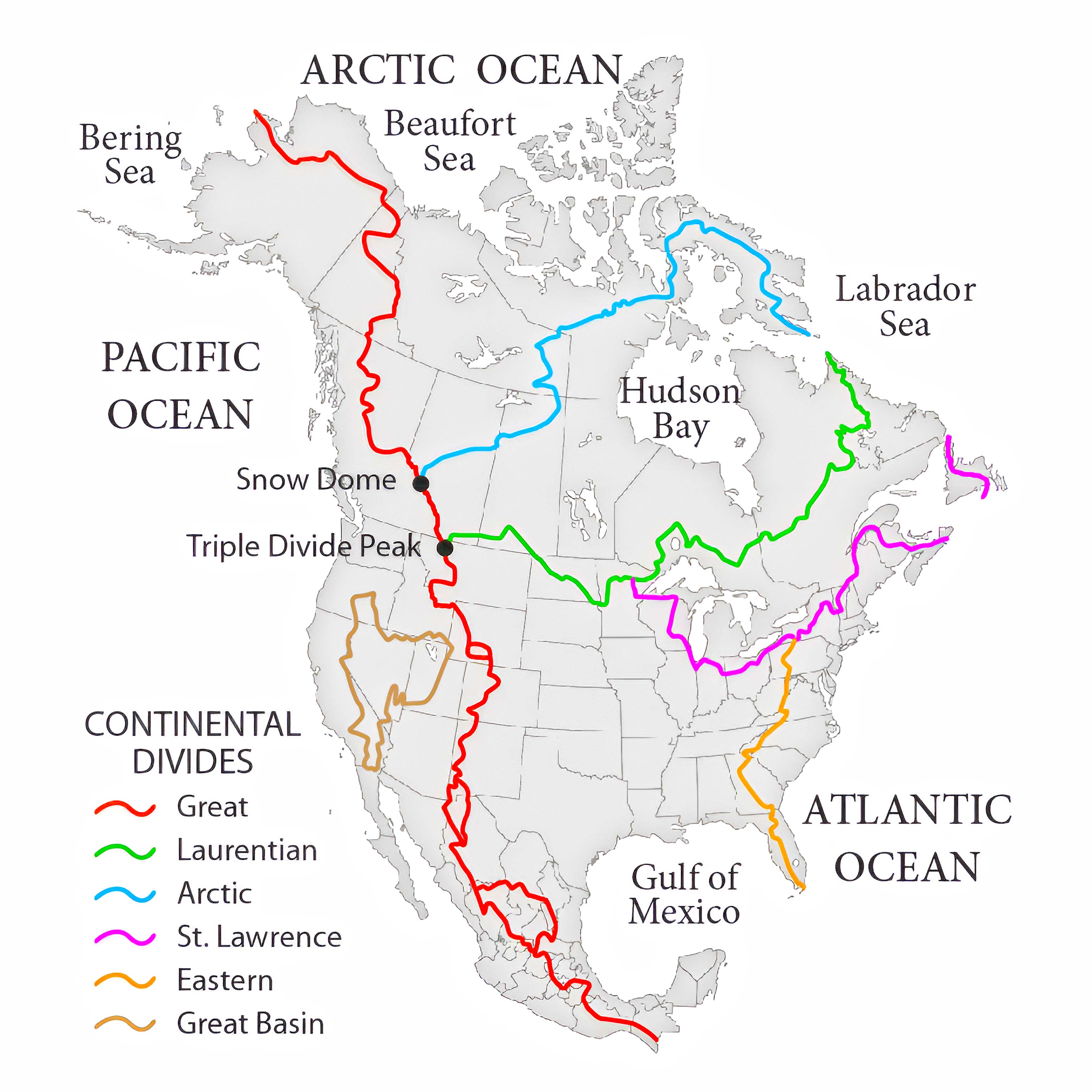 A Deep Dive into North America - Hydrological Divides Of North America Watersheds Map