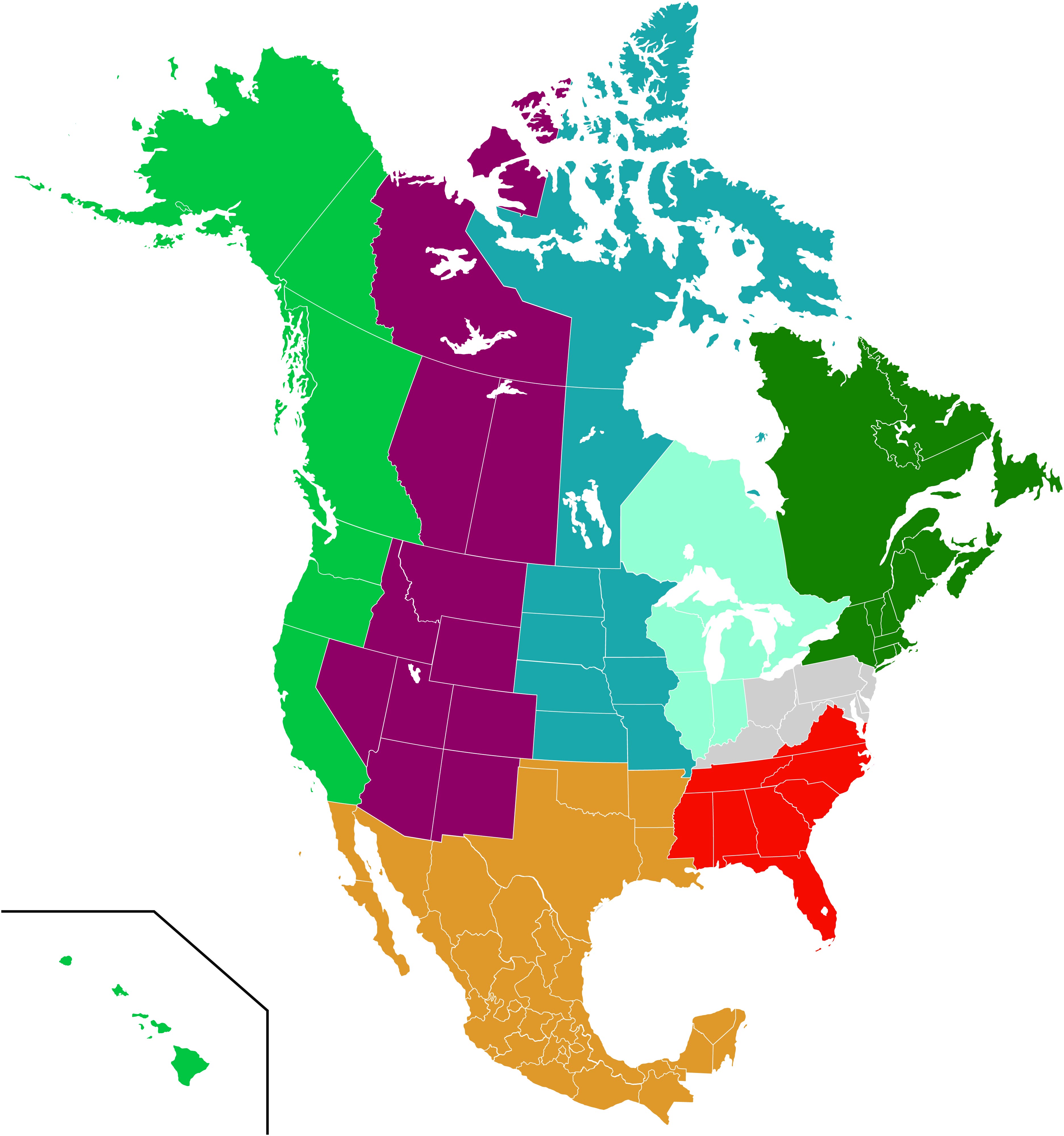 A Deep Dive into North America - North America Regions Map