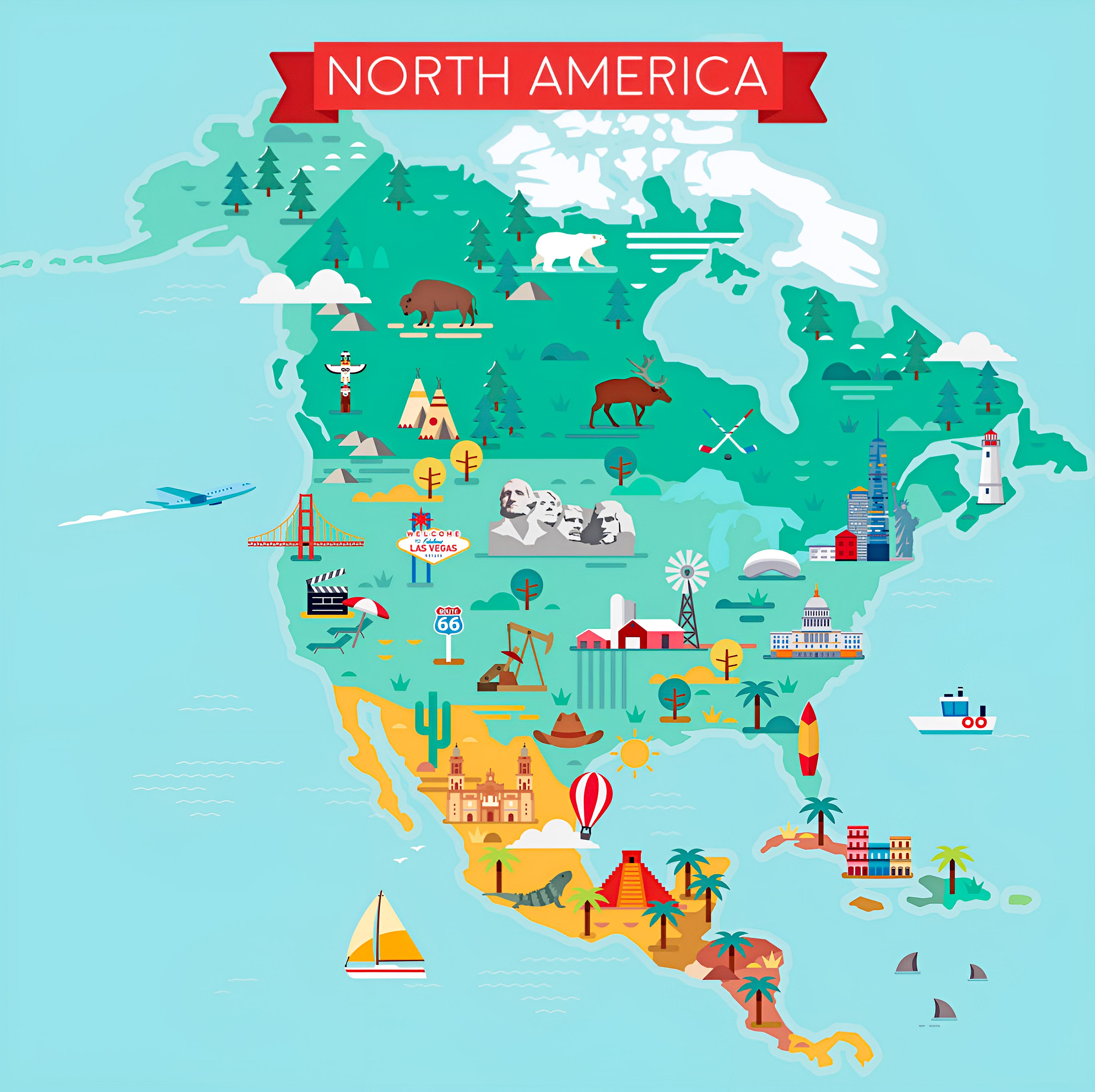 North America Travel (Tourist) Map