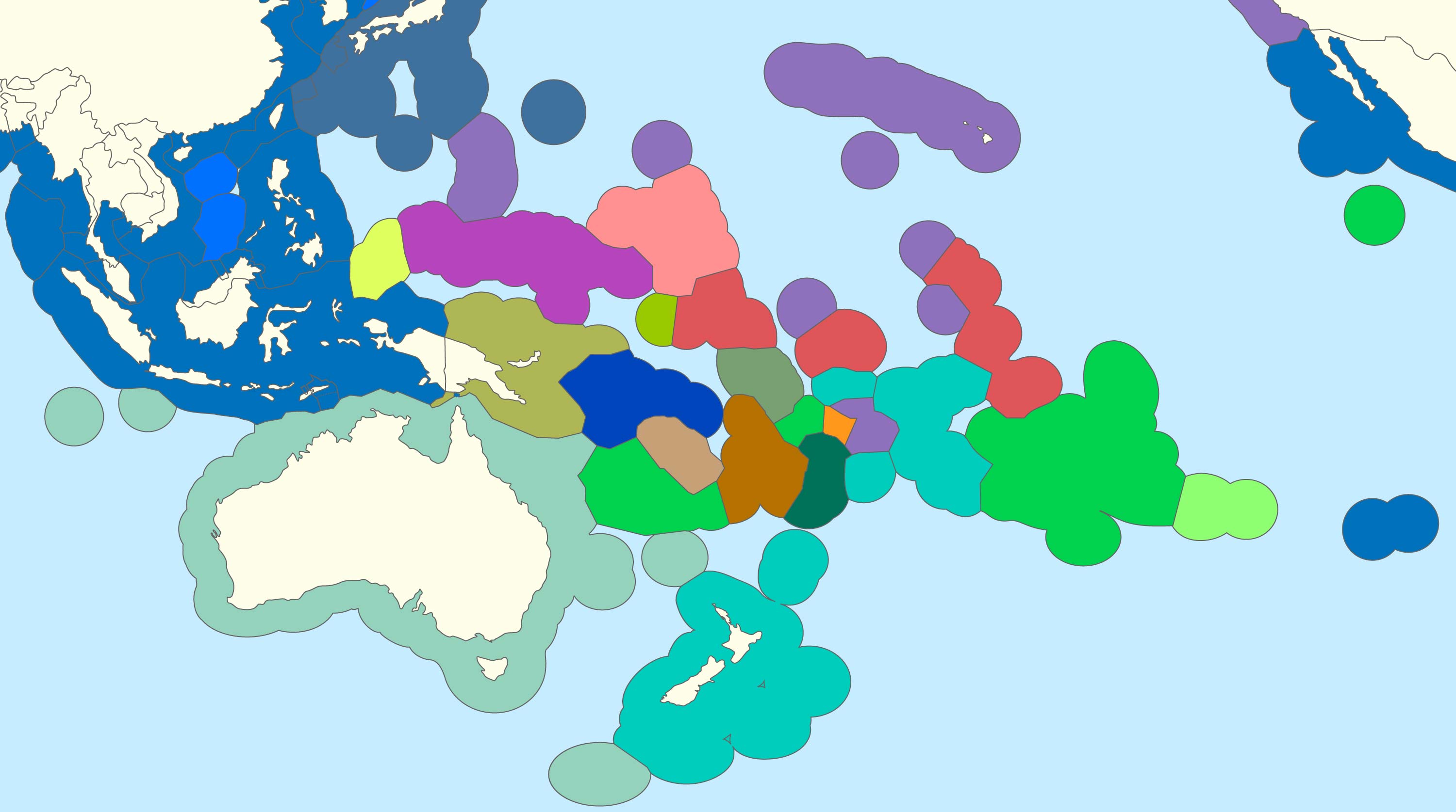 Oceania Exclusive Economic Zones Map