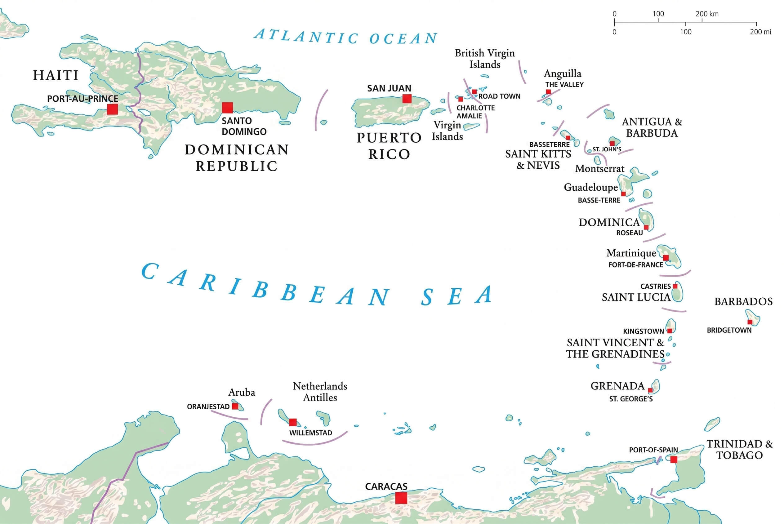 Greater Antilles and Puerto Rico map