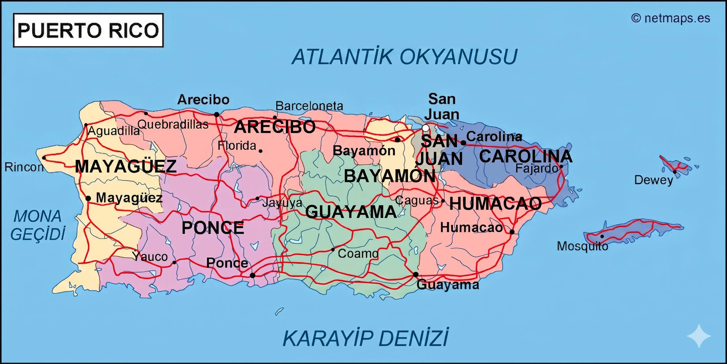 Puerto Rico political map color regions