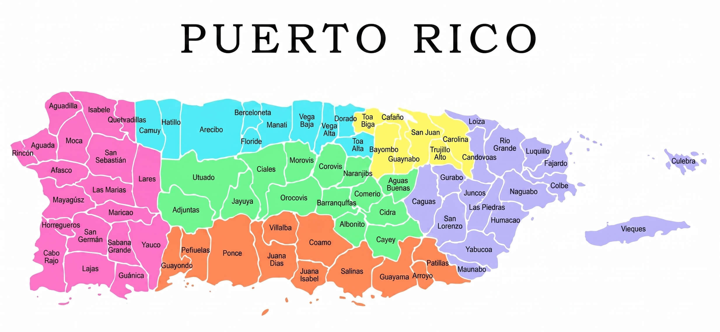 Puerto Rico regions map
