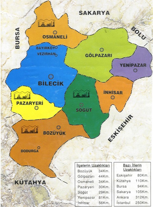Pazaryeri Map, Bilecik