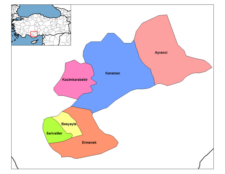 Ayranci Map, Karaman