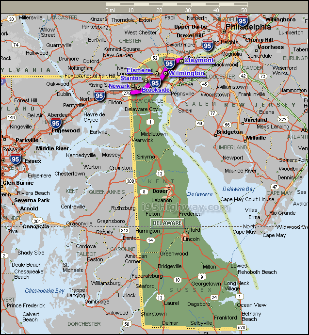 delaware map interstate 95