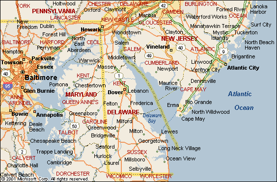 map of Delaware