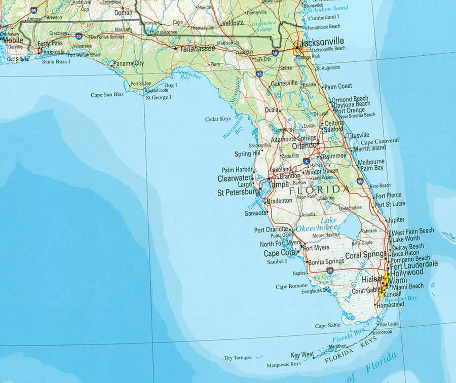 Florida physical Map