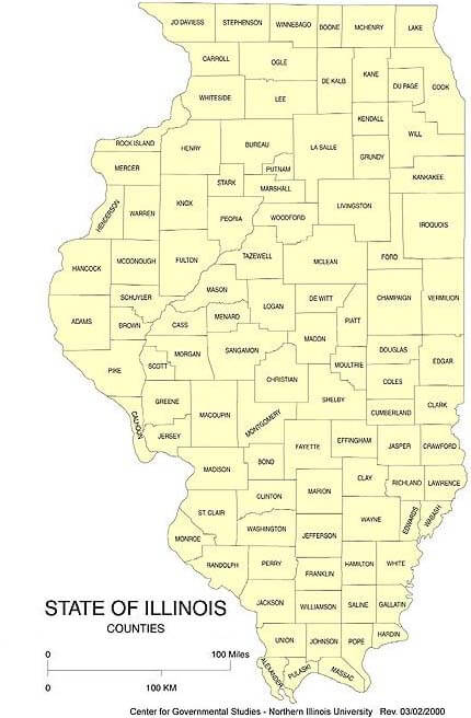 Road Map of Illinois
