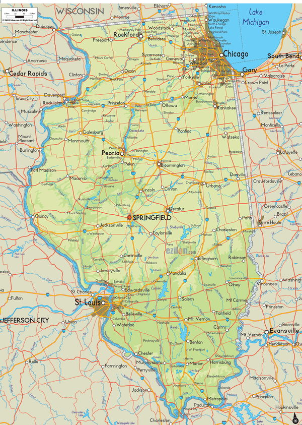 Road Map of Illinois