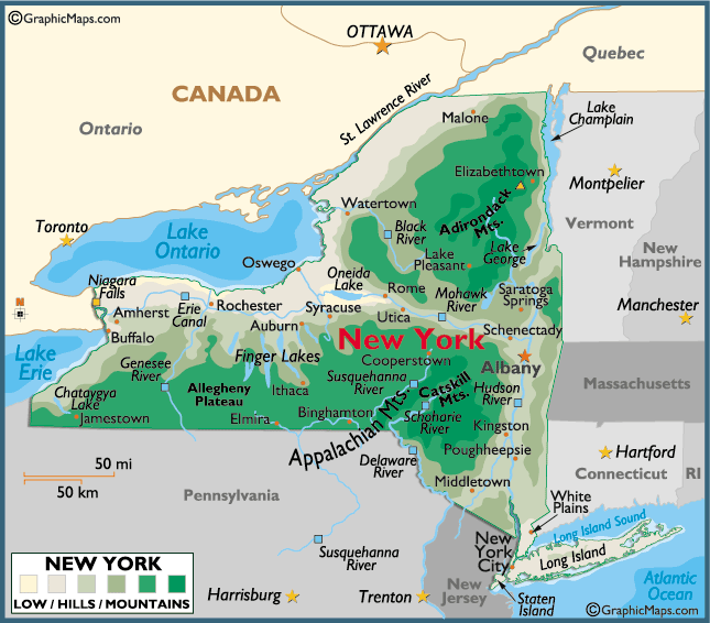 New York physical Map