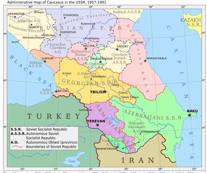 administrative map of caucasus 1957 1991