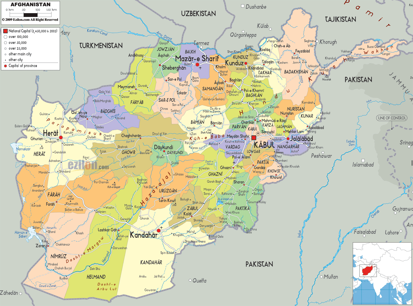 Afghanistan Country Regions Map