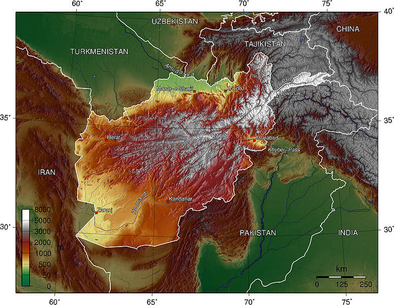 Afghanistan Topography Map