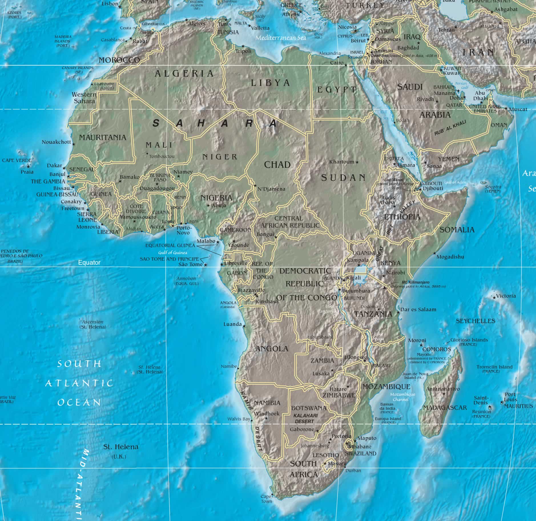africa physical map