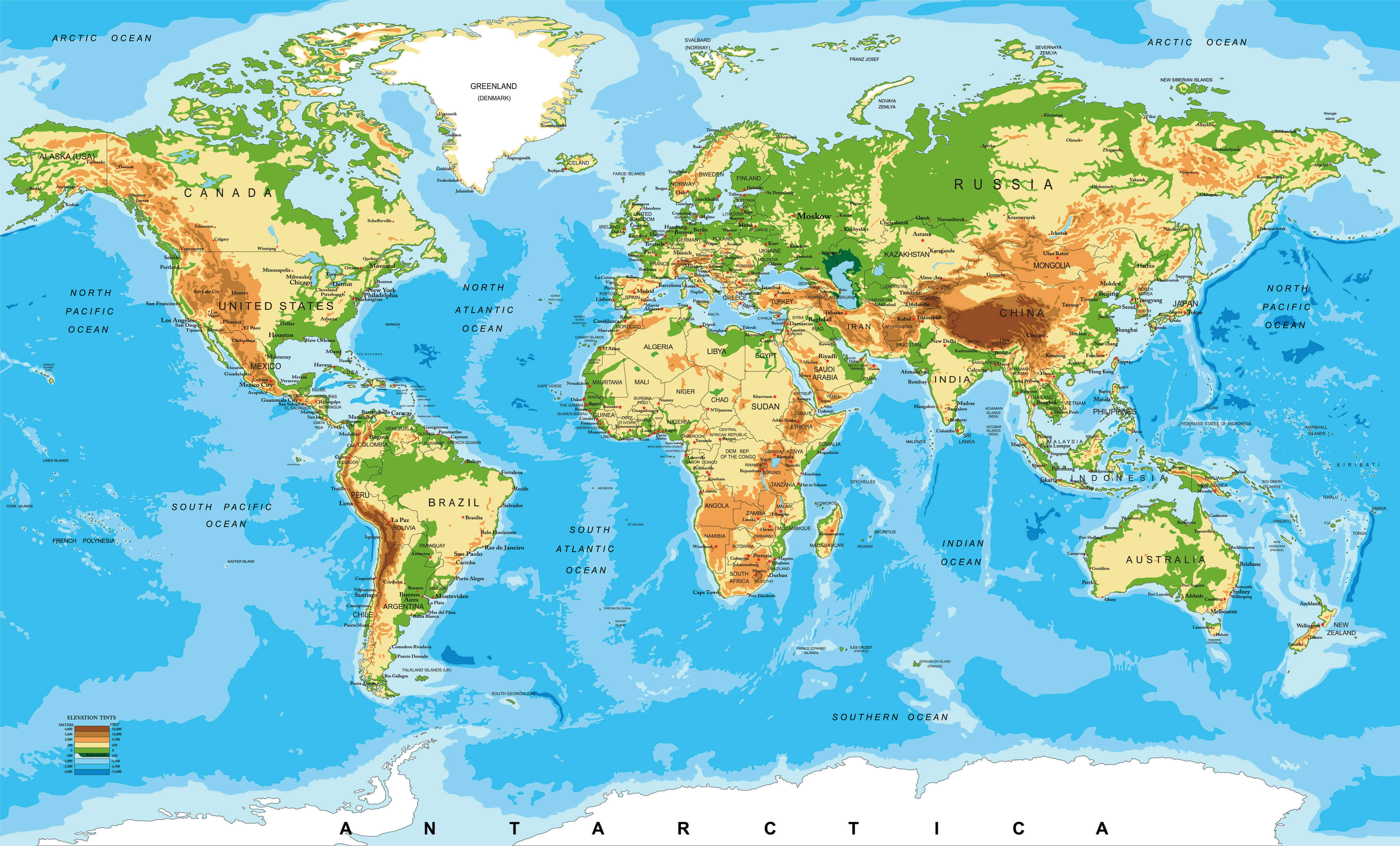 Africa Physical map of the World