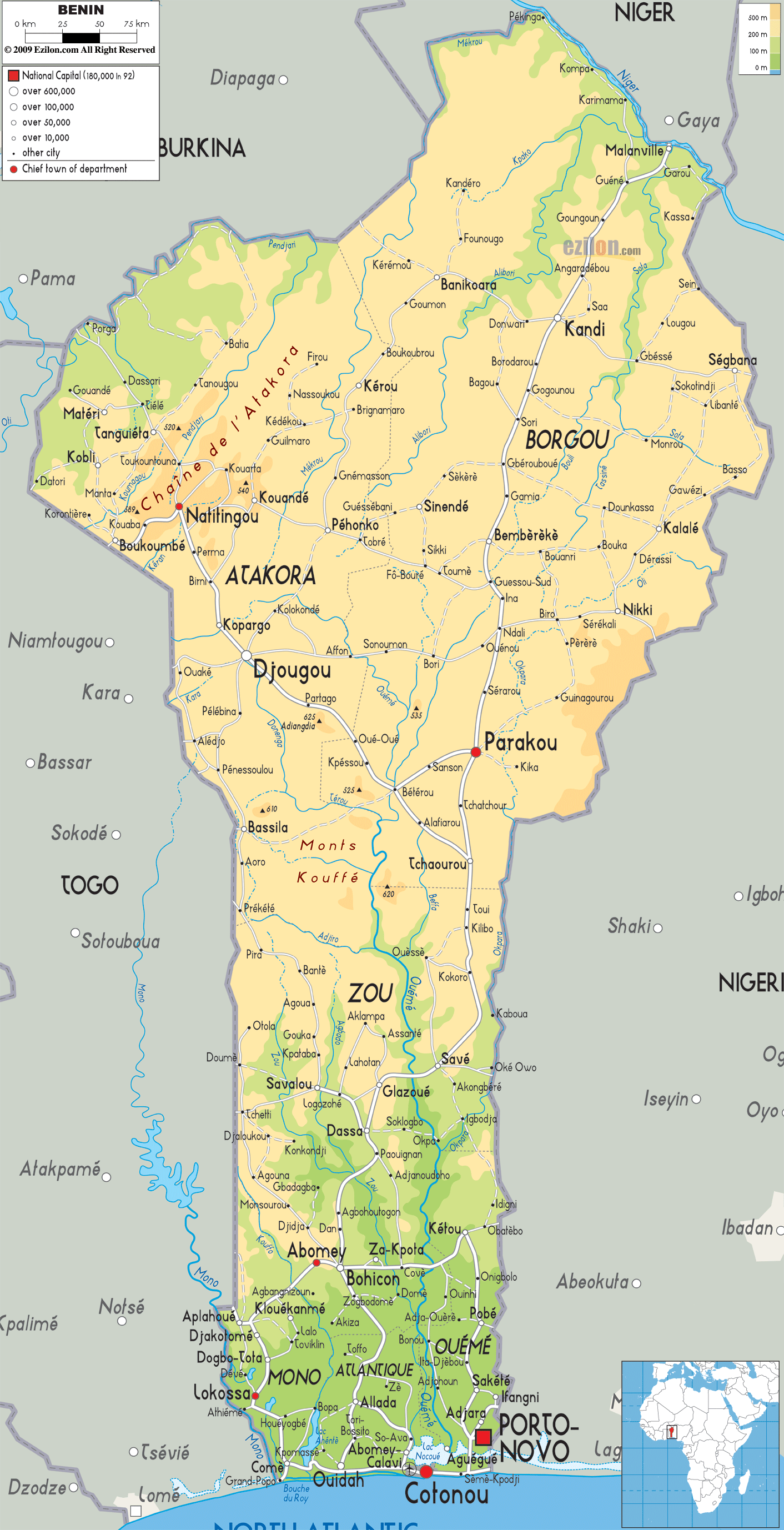 Benin Physical Map