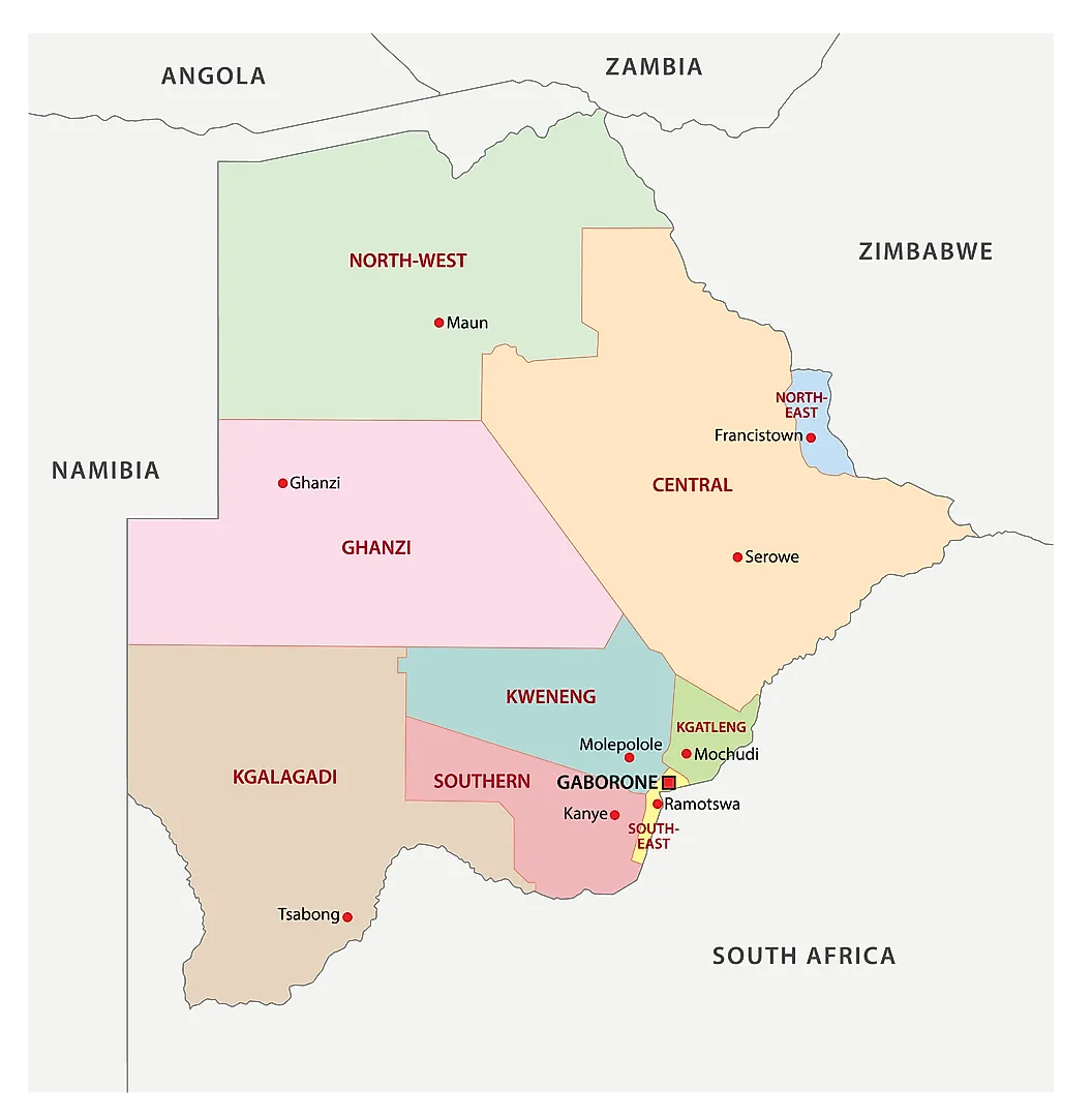 Botswana cities map