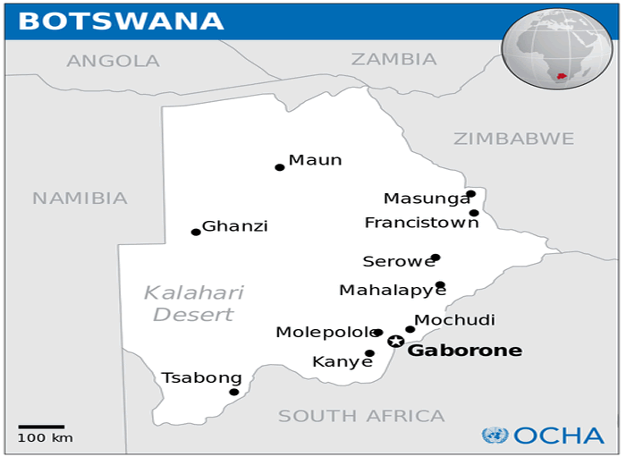 Botswana Location Map Gaborone