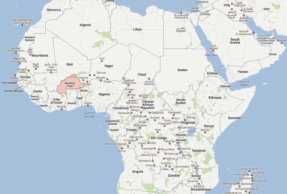 Map of Burkina Faso Africa
