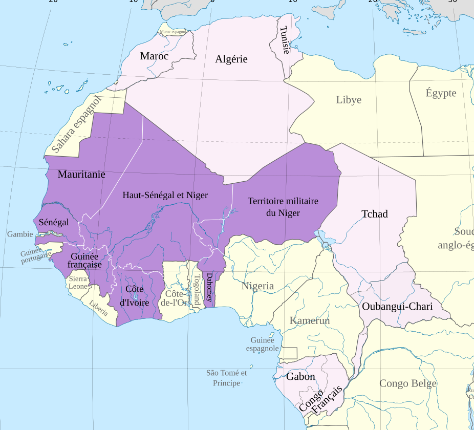 Map of French west Africa 1914