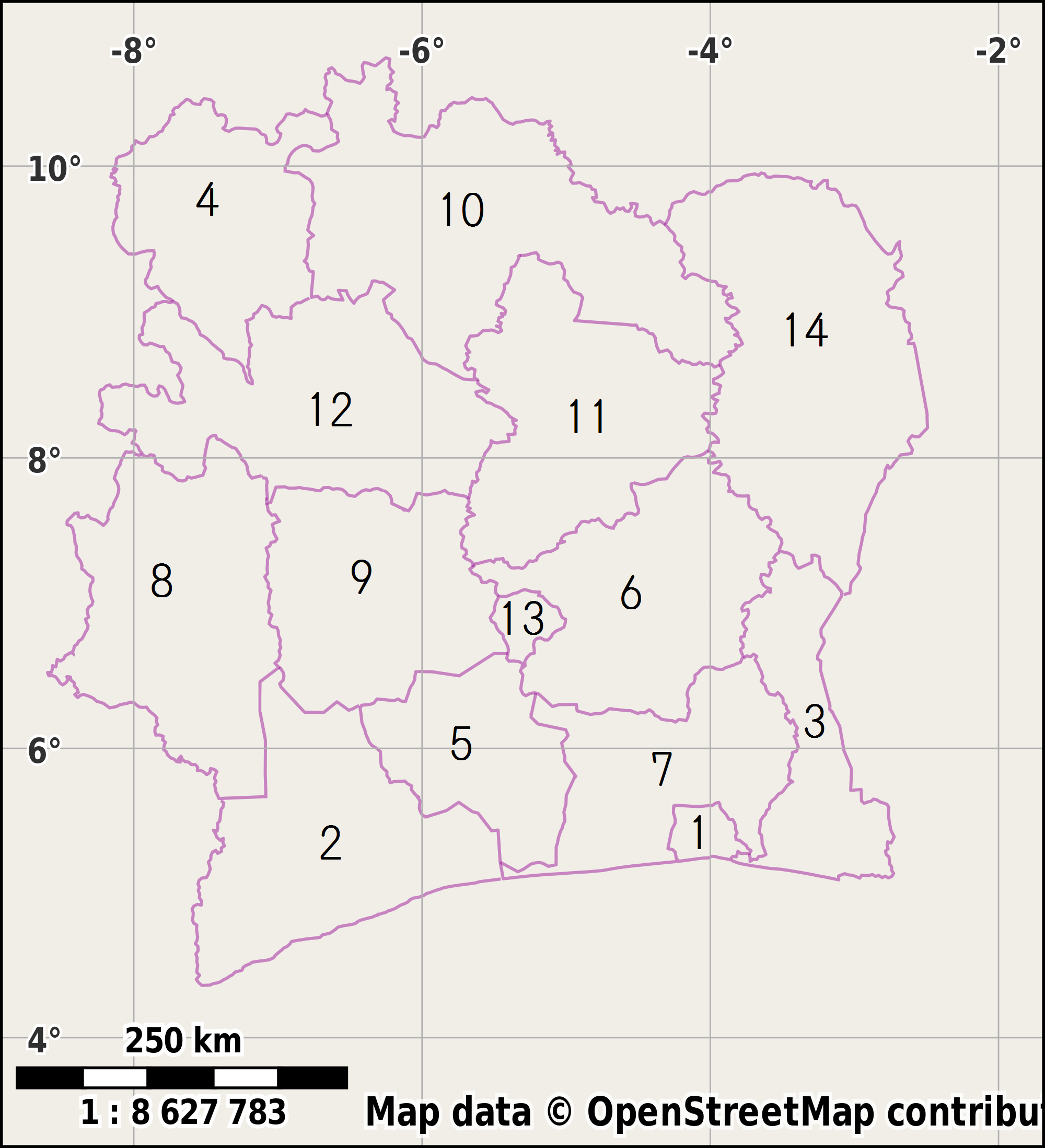Districts of Côte d'Ivoire