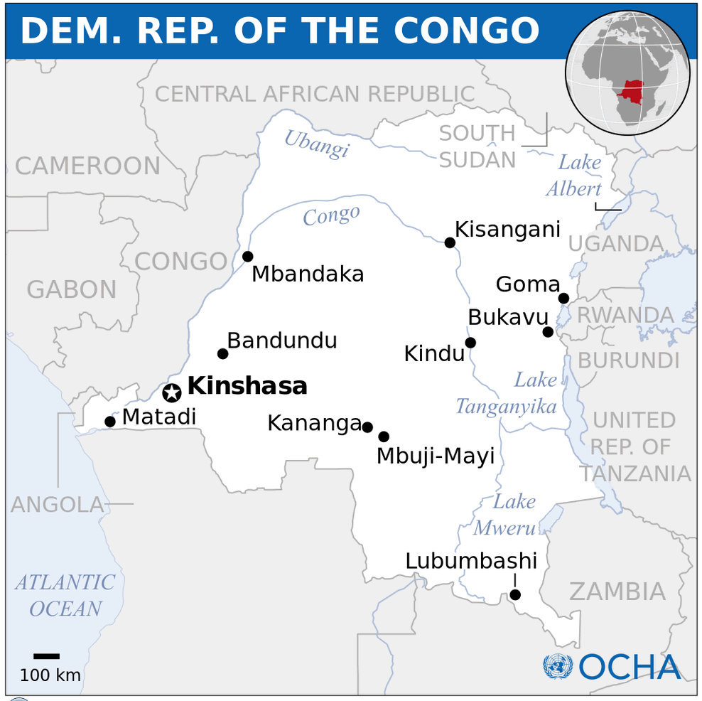 Democratic Republic Congo Location Map