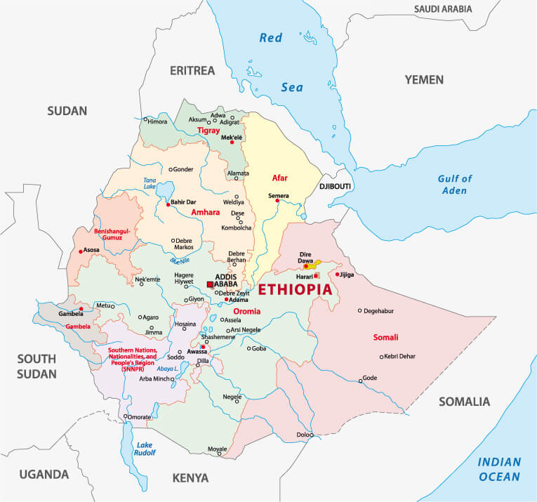 Ethiopia provinces map