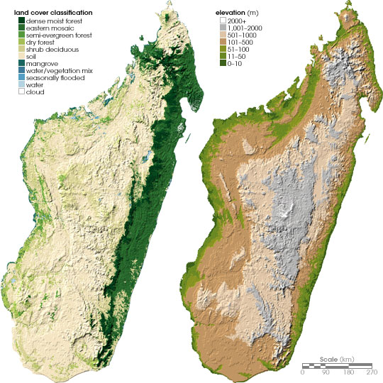 Madagascar topography map